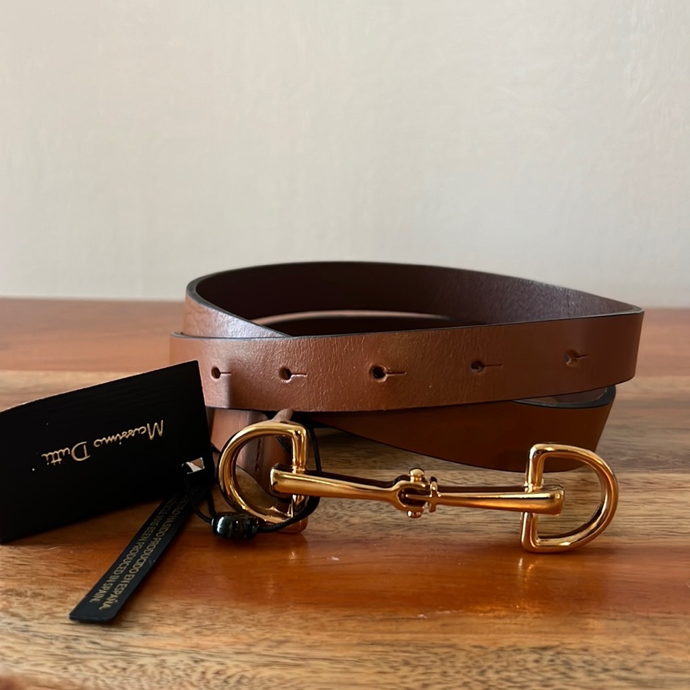Massimo Dutti NWT Leather Horsebit Buckle Belt.  Size Small.